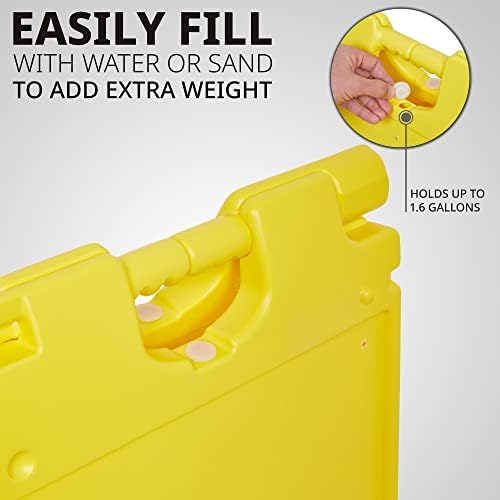 Jumbl A-Frame Signboard 15.7” x 26” Display Surface – Small Outdoor Sandwich Board w/Weather Resistant PVC Sign Protector & Sand Fill Holes – Dual Signage Stand for Storefront Sidewalk Curb (Yellow)