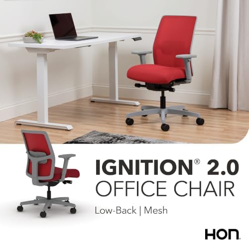 HON Ignition 2.0 Low Back Task Chair, Spectrum Mesh, Advanced Synchro-Tilt Control, Office Chair with Lumbar Support, Height and Width Adjustable Arms, Titanium Frame, Bullseye