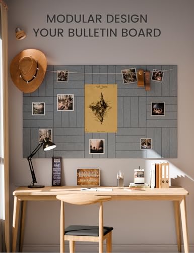 Fluxynara Felt Bulletin Board & Cork Board Alternative, Blue Gray