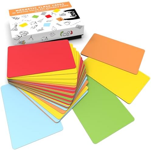 Attractivia Dry Erase Magnetic Labels 3.7 x 2.8 in, Solid Colors, Medium Dry Erase Magnets, 20-Pack, Colored Erasable Write-On All-Purpose Labels, for Office, Education, Home, Whiteboard