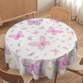 Pink Butterfly Tablecloth, Colorful Watercolor Purple Butterfly Table Cover for Home Kitchen Dining Room Indoor Outdoor Picnic Holiday Party Decor, 70x70in