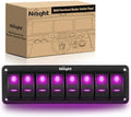 Nilight 8 Gang Rocker Switch Panel w/Purple LED Light 5Pin On Off Pre-Wired