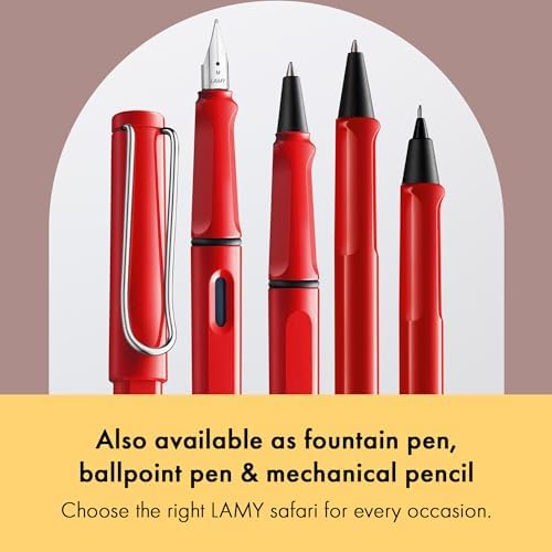 Lamy safari red - Rollerball Pen with ergonomic grip & line width M - for pleasant long writing - made of robust ASA plastic - including rollerball refill M 63 in black