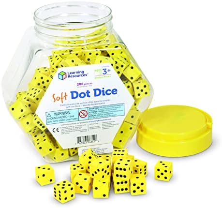 Learning Resources Hands-On Soft Dot Dice Bucket, Classroom or Homeschool Supplies, Set of 200, Ages 3+