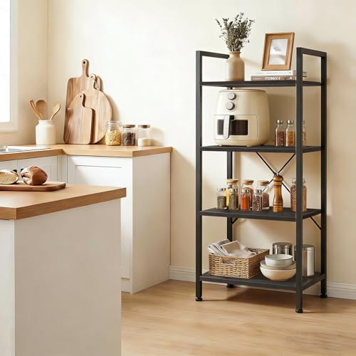 4 Tier Bookshelf, Free Standing Bookcase with Open Storage Shelves