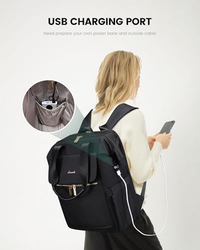 LOVEVOOK 17.3 Inch Laptop Backpack for Women, Large Capacity Travel Backpack with Organizer Bag, Waterproof Carry on Backpack Work Bag with USB Port, Teacher Nurse Backpack Purse, 2PCS