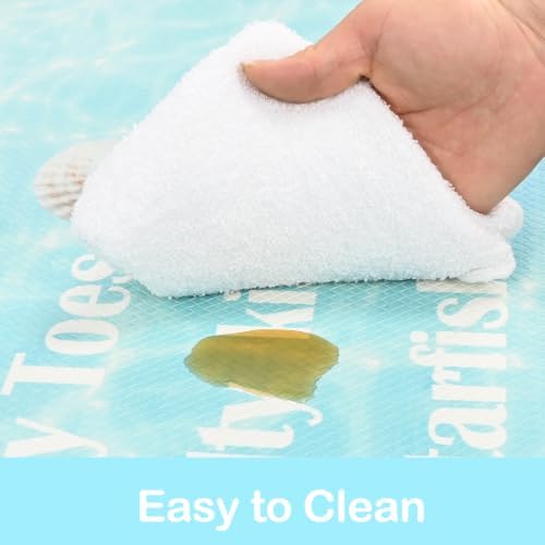 Coastal Kitchen Mats for Floor Beach-Themed Cushioned Anti Fatigue Mats for Kitchen Floor for Sink, Stove, Desk, Laundry,17"x30"+17"x47", Lake Blue