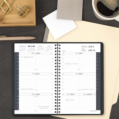 AT-A-GLANCE 2027 Appointment Book Planner, Weekly, 5" x 8", Hourly, Black (700750527)