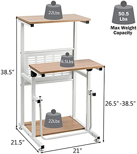 Goplus Topment Height Adjustable Standing Desk, Home Office Writing Workstation with U-Shaped Footrest, Sturdy Steel Frame, Adjustable Pads, Space-Saving Sit Stand Laptop Table with Storage