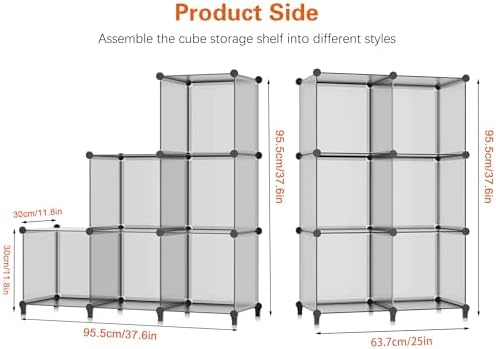 HOMIDEC 6 Light Grey Cube Storage Organizer, Modular Storage Shelf with Hammer, Cube Storage Bin Cabinet Closet Bookshelf for Living Room, Bedroom, Office, Each Cubes Size 11.8 x 11.8 inch