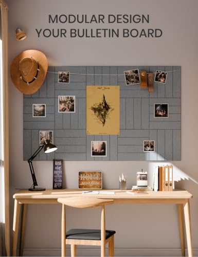 Fluxynara 36" x 24" Large Felt Bulletin Board, Blue Gray