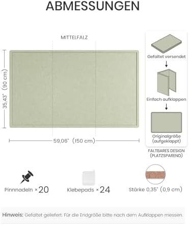 Fluxynara 59" x 35.4" Large Bulletin Board, Sage
