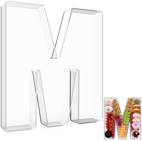 13.8" Extra Large Acrylic Letter Charcuterie Board Box, Reusable Fillable Letter Cake Candy Dish Display Serving Tray for Birthday Anniversary Party Decoration (M)