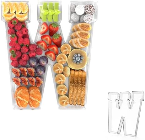 13.8" Acrylic Letter Charcuterie Tray,Fillable Alphabet Box (Letter W)