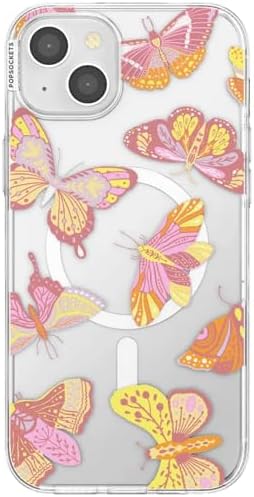 PopSockets iPhone 15 Plus Phone Case with MagSafe- Sunset Mariposa | Magnetic, Wireless Charging, Camera & Drop Protection, Butterfly, Moth, Luna, Western, Boho, Aesthetic