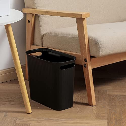 Small Bathroom Trash Can 3.5 Gallon Slim Plastic Garbage Can, Black