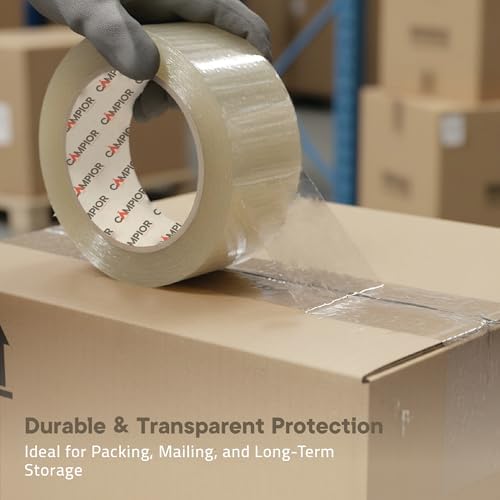 Clear Packing Tape Heavy Duty 6 Rolls, 1.7mil Thickness, Strong Adhesive for Shipping, Moving & Packaging, 1.88" Wide x 60 Yards Per Roll, Smooth Unroll, Clear Finish, Fits Standard Dispensers