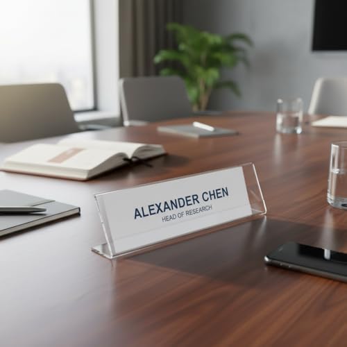 Azar 112703 8-Inch Width by 2-Inch Height Horizontal Name Plate Acrylic Sign Holder, 10 Count