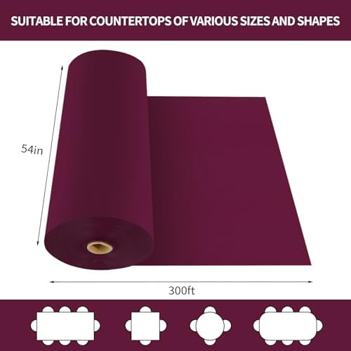 CXPSINC 54 Inch X 300 Feet Plastic Table Cover Roll Disposable Tablecloth with Slide Cutter for All Type/Shape Tables | Party, Banquet, Birthdays, Weddings(Burgundy, 300 Feet)