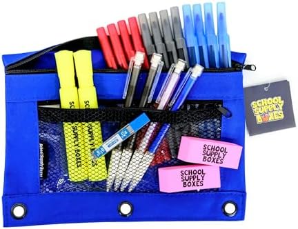 Secondary School Essentials Bundle | 1 Box - 51 Pieces per Box | School Supply Boxes - Back to School Essentials Includes Folders, Notebooks, 1" Binder, Mechanical Pencils, Index Cards, Highlighters, & Pens