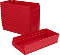 Akro-Mils 30158 Heavy Duty Plastic Shelf Bins, 18"x 8"x 4", Red, 12-Pack