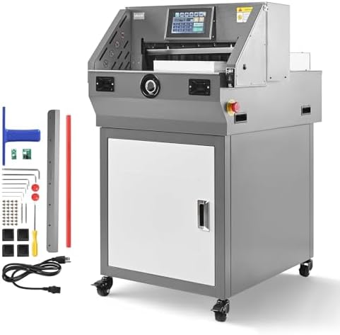 VEVOR Electric Paper Cutter, Metal Programmable Paper Cutter Machine, 17.99 inch Cutting Width, 2.28 inch Cutting Thickness, Electric Hydraulic Guillotine Trimmer with Infrared Function & Spare Blade