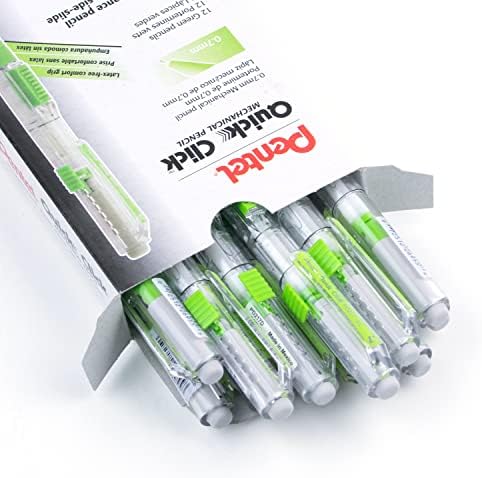 Pentel QUICK CLICK Mechanical Pencil (0.7mm), Green Barrel, Box of 12 Pencils (PD217D)