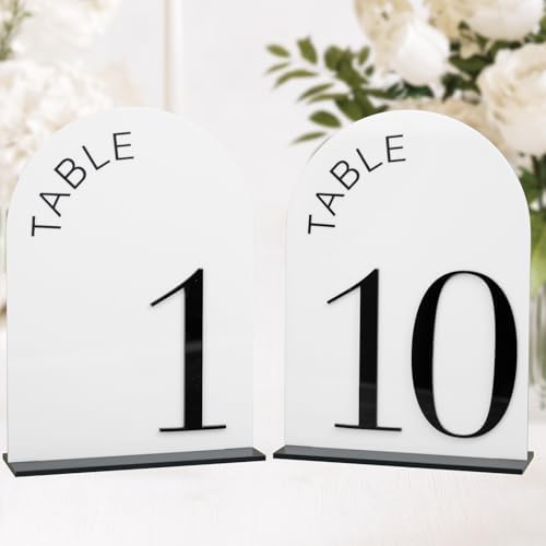 White Arch Wedding Table Numbers 1-10 with Stands