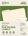 Avery EcoFriendly Recycled File Folder Labels, 2/3" x 3-7/16", White, Permanent Label Adhesive, 1,500 Printable Labels (45366)
