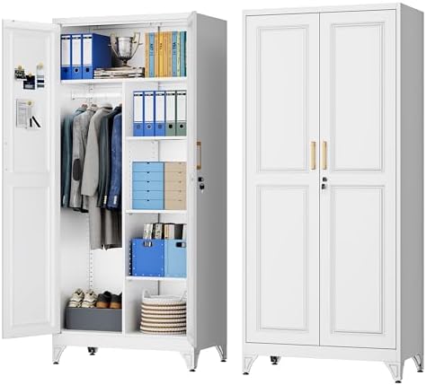 UNICOLY 71"Metal Wardrobe Closet,Armoire Wardrobe Cabinet with Locking Door