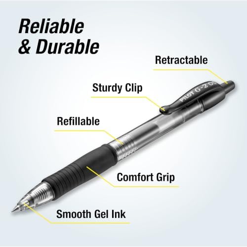 PILOT G2 Extra Fine Point Black Gel Ink Pens, Dozen Box, 31002