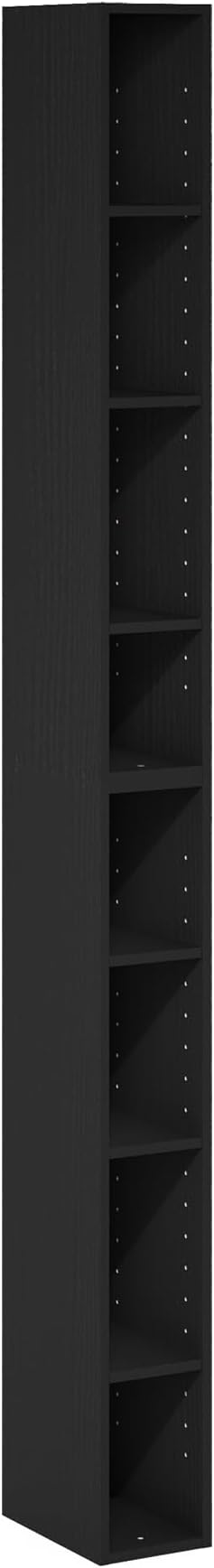 Furinno Fulda Book Shelf, 8-Tier Bookshelf, Bookcase with Space Saving Storage Shelf, 9.2 x 5.9 x 70.9, for Living Room, Bedroom, Home Office, Blackwood