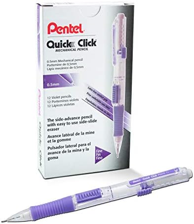 Pentel QUICK CLICK Mechanical Pencil (0.5mm), Violet Barrel, Box of 12 Pencils (PD215V)