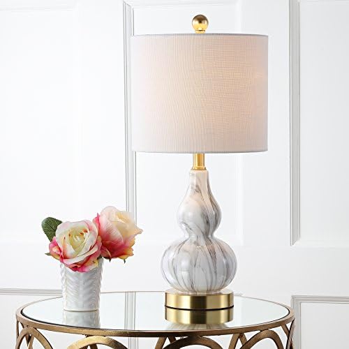 JONATHAN Y Anya Gourd Glass Table Lamp 20.5", Black/White
