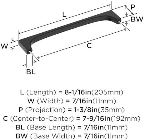 Amerock 7-9/16" Merced Matte Black Drawer Pull