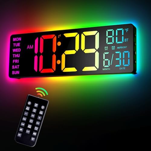 EASYERA 12" Digital Wall Clock for Classroom Livingroom Game Home Decor