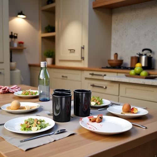 Reston Lloyd Small Utensil Holders, 3-Piece Small Set, Multipurpose Cookware Storage Crock, Kitchen Countertop & Office Desk Organization, BPA-Free Plastic, Black