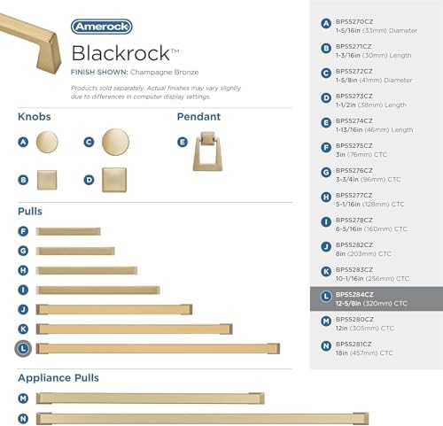 Amerock 12-5/8" Blackrock Champagne Bronze Drawer Pull