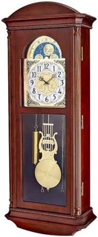 Bulova Litchfield Large Regulator Wall Clock, Model C4332 | Classic Pendulum Design | Harmonic Hourly Chime | Brown Cherry Finish