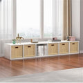 Lateral Filing Lumber Bookshelves Shelves Solid Wood Bookshelf, Floor-standing Storage Rack, Low Bookcase, Cube Storage Unit, Household TV Cabinet, Bay Window Cabinet White 76"L x 9"W x 13"H