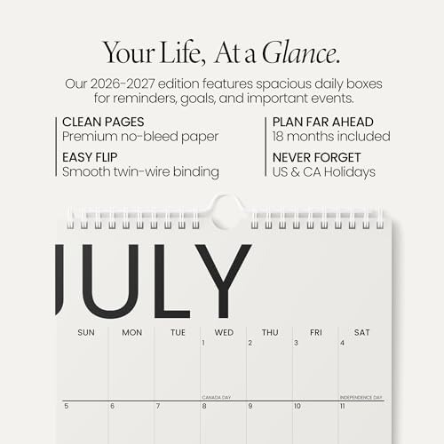 Karto Wall Calendar 2026-2027 11x17 in - Big Text