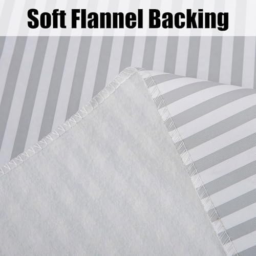 LIBERECOO Vinyl Tablecloth with Flannel Backing, 60 x 102 Scottish Grey Stripe Stain-Resistant Rectangle PVC Flannel Backed Table Cover Waterproof Wipeable for Indoor and Outdoor