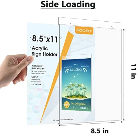 MaxGear Acrylic Wall Mount Sign Holder, 8.5 x 11 Vertical, 12 Pack
