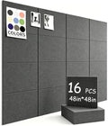48" x 48" Cork Board Alternative, 16 Pack Felt Bulletin Board Tiles with 30 Adhesive Tabs Wall Push Pin Board for Office Classroom Bedroom Decor
