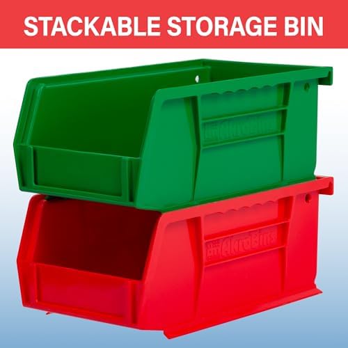 Akro-Mils 30220 AkroBins Plastic Storage Bins, 7"x4"x3", Green, 24-Pack