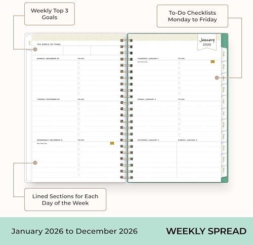 Blue Sky Day Designer 2026 Weekly & Monthly Planner, 5"x8", Peyton White