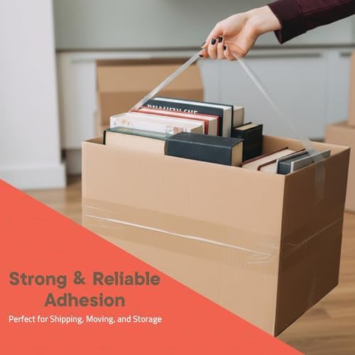 Clear Packing Tape Heavy Duty 48 Rolls, 1.7mil Thickness, Strong Adhesive for Shipping, Moving & Packaging, 1.88" Wide x 60 Yards Per Roll, Smooth Unroll, Clear Finish, Fits Standard Dispensers