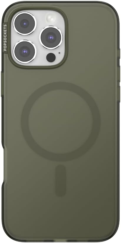 PopSockets iPhone 16 Pro Max Phone Case with MagSafe, Wireless Charging Compatible, Green - Fatigue