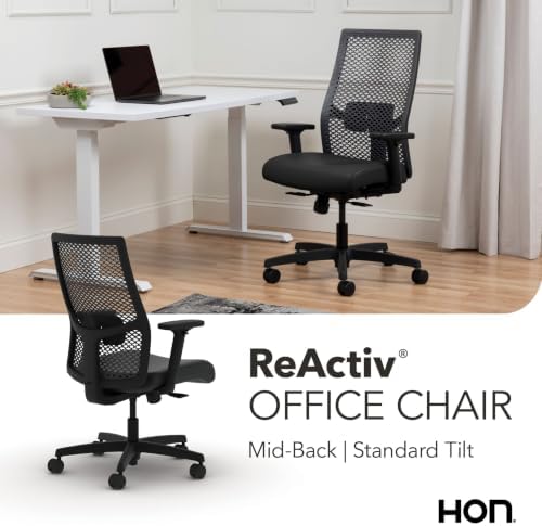 HON Ignition 2.0 ReActiv Ergonomic Office Chair, Lumbar Support, Black