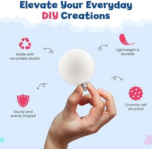 Hygloss Products Foam Balls - Craft Foam (XPS) for Projects, Arts, & Crafts, 4-Inch, White, 12 Pieces
